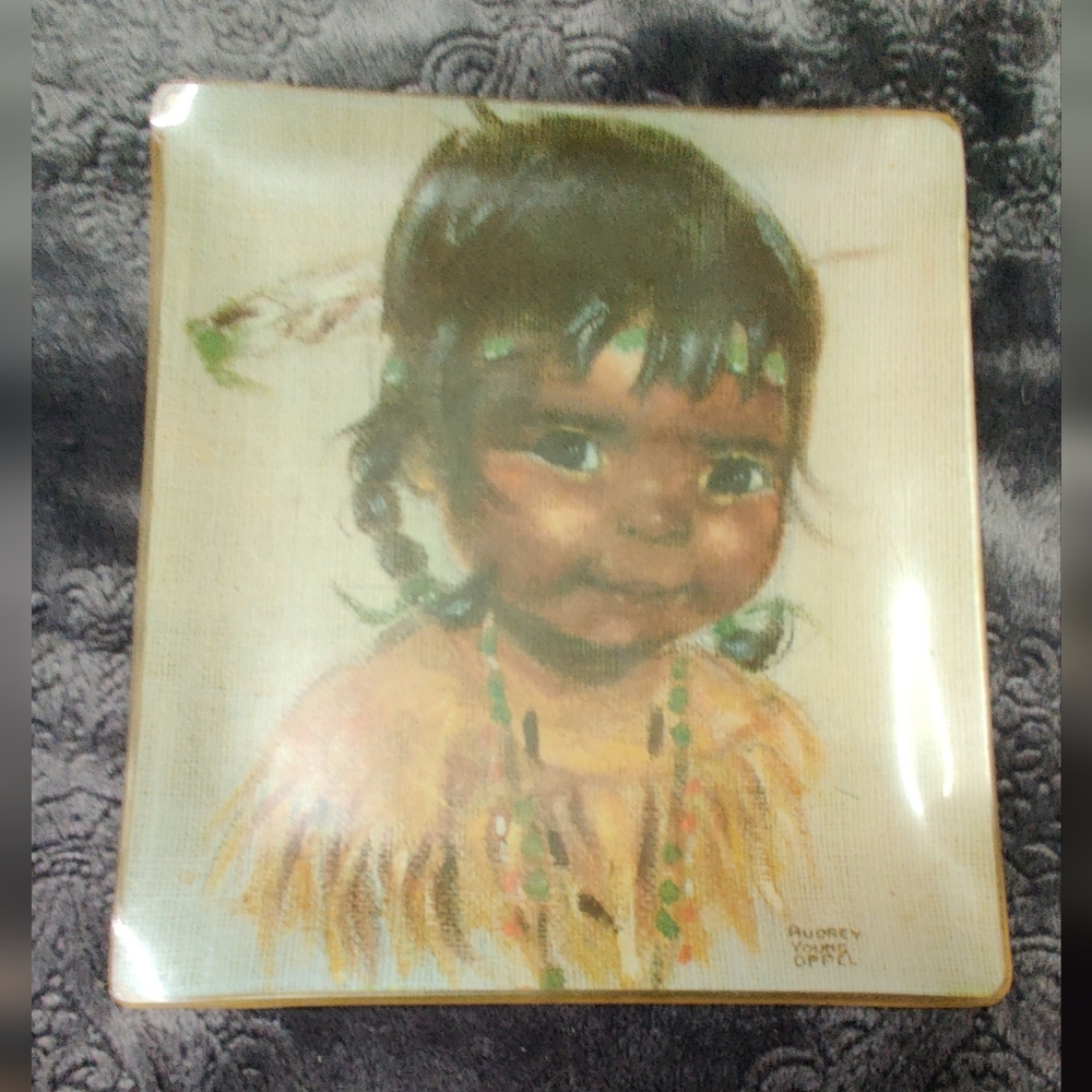 Vintage Art Print By Audrey Young Oppel On A Plate